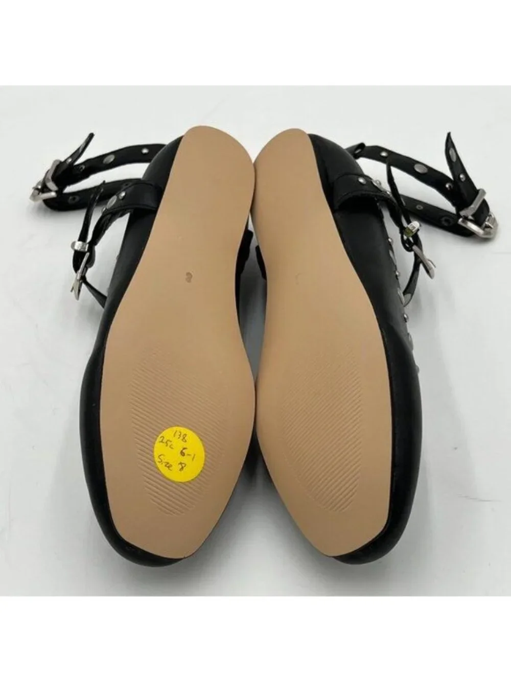 FSJ Black Studded Retro Closed Toe Flats Roman Ankle Strap Summer Outfits Shoes
